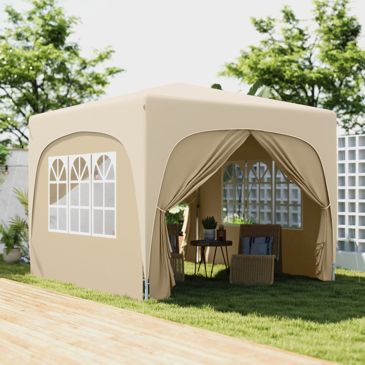 Carpa Plegable Outsunny Metal, Tela Oxford Arena 300x300x273 Cm_1