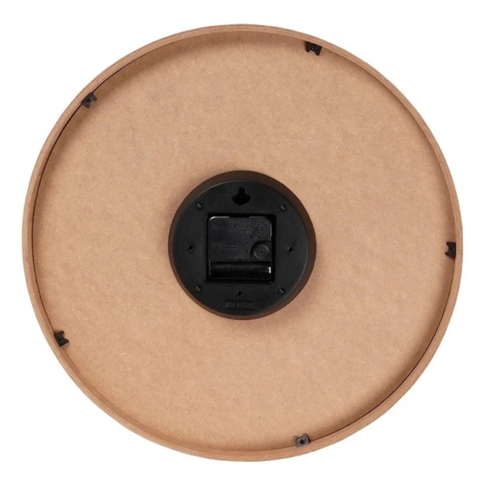 Well Home Reloj De Pared De Madera Aspecto Moderno Color Marrón Claro Ø38x5 Cm_2