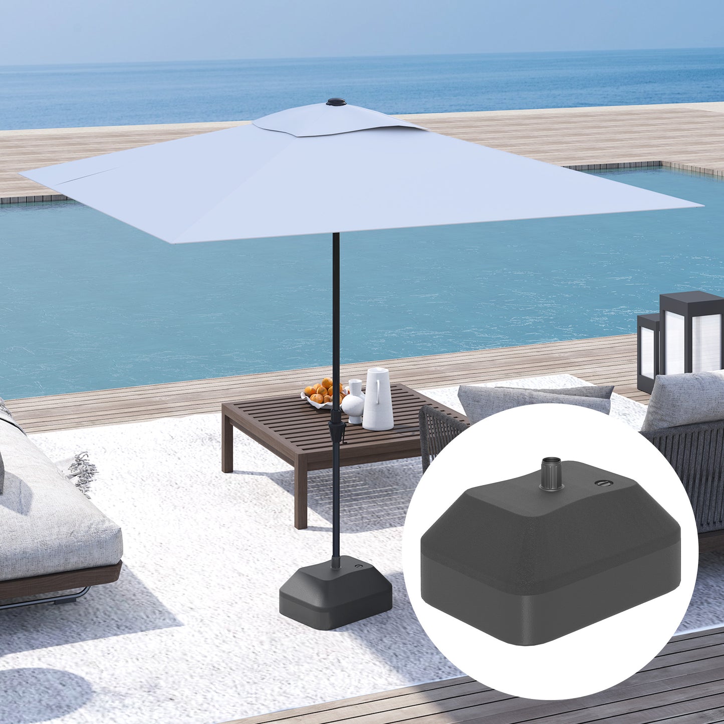 Outsunny Base Para Sombrilla Rellenable Con Agua 20l O Arena 24kg Negro_3