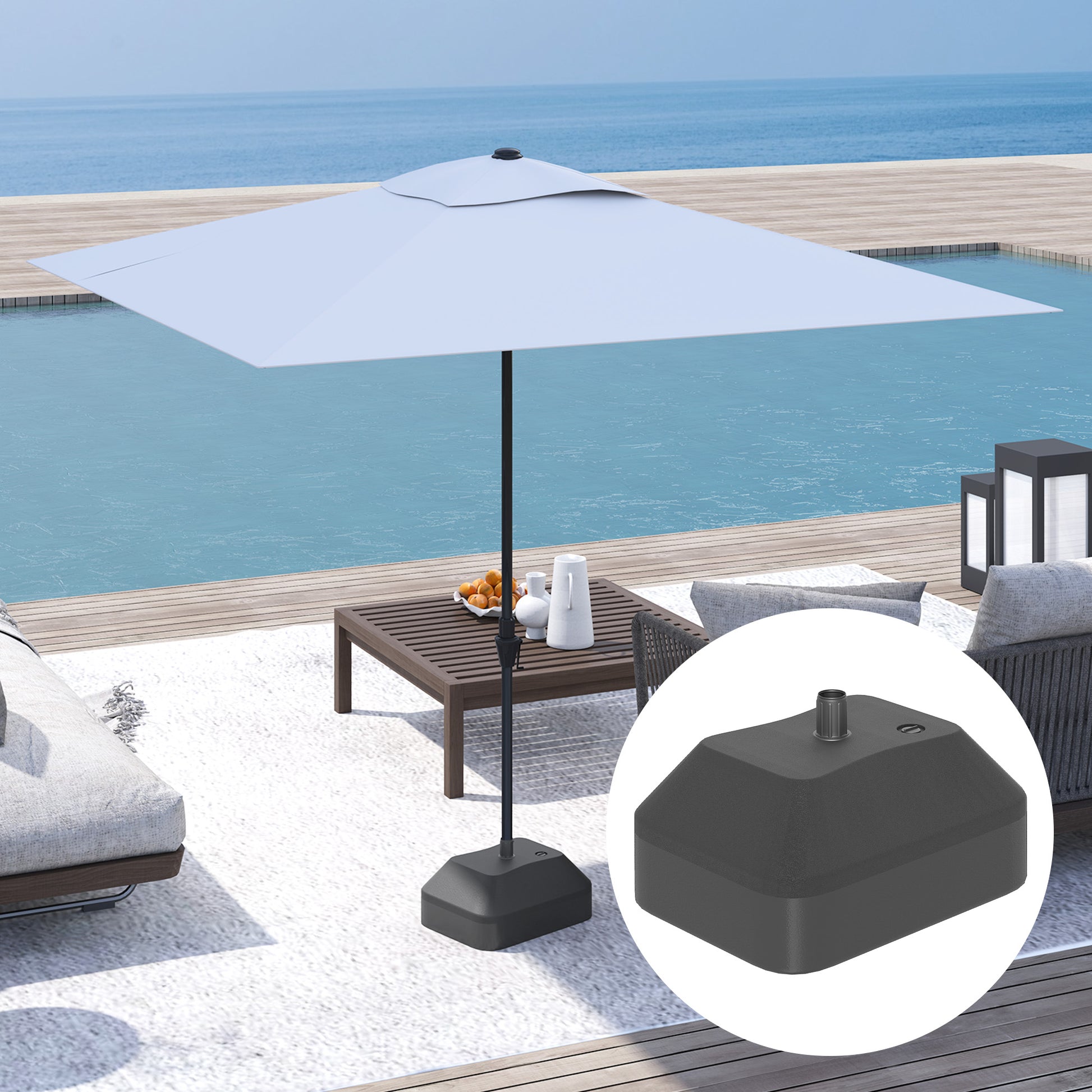 Outsunny Base Para Sombrilla Rellenable Con Agua 20l O Arena 24kg Negro_3