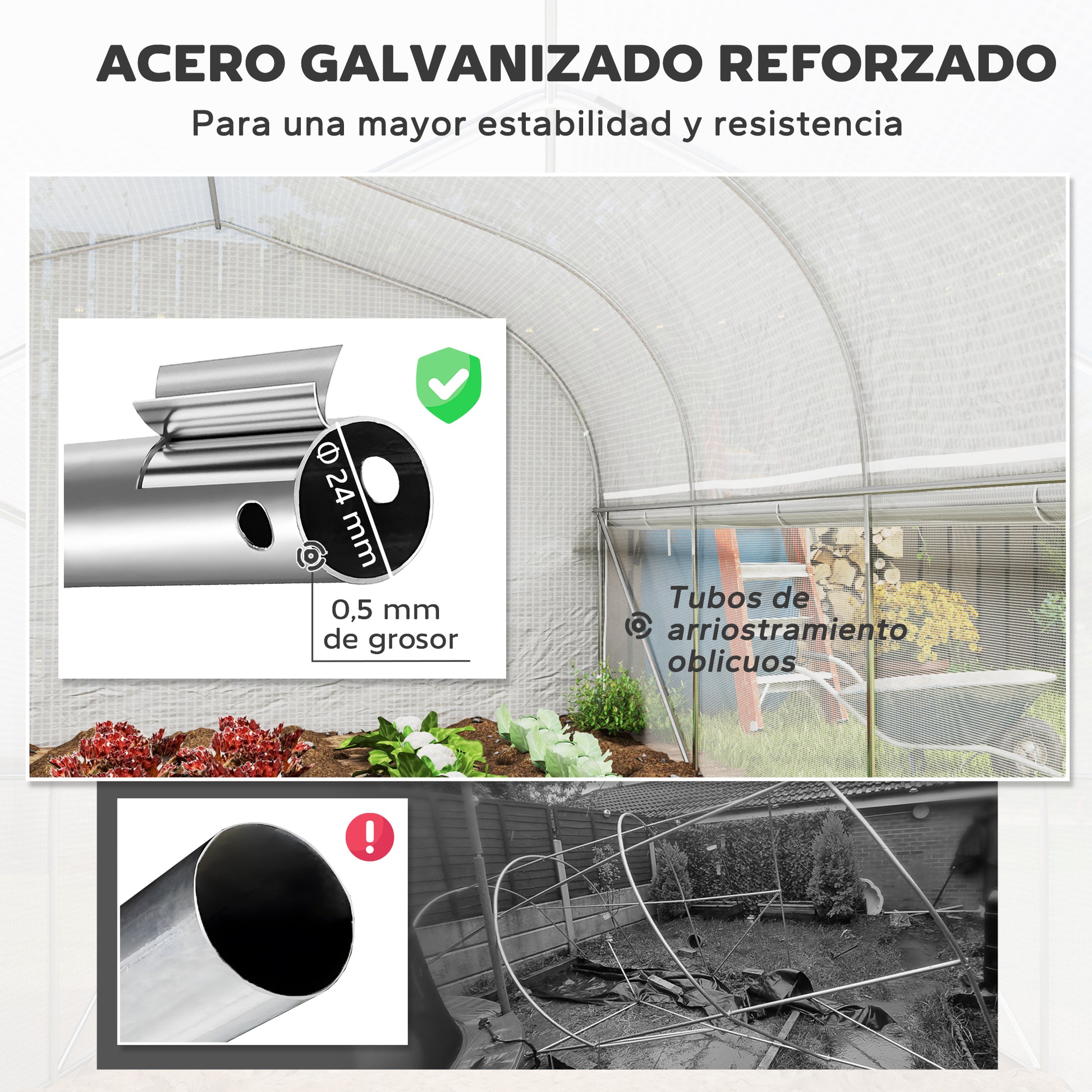 Outsunny Invernadero De Exterior 6x3x2 M Con Cubierta De Pe Anti-uv Blanco_5