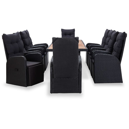 Vidaxl Set Comedor De Jardín 11 Pzas Ratán Sintético Y Madera Negro_1