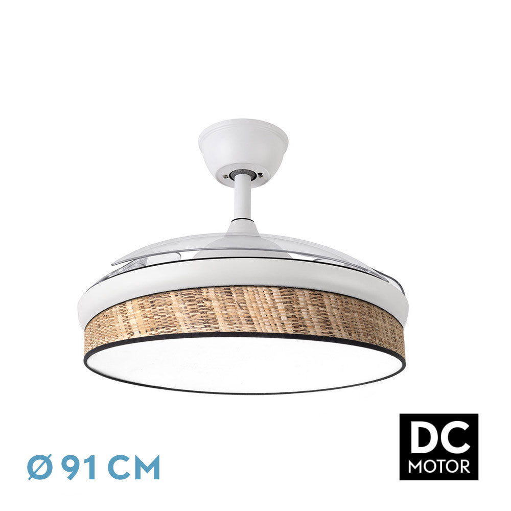 Ventilador Dc Moda 72w Blanco/caã±izo Oscuro 91d 3aspas 7200lm 3000-4000-6000k Remoto+ Memoria+ Temporizador_0