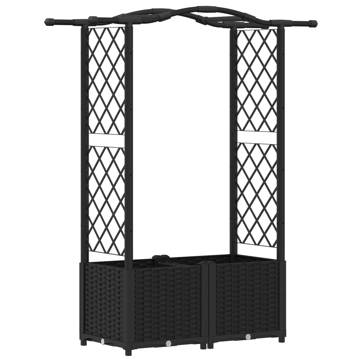 Cama Elevada Con Trellis Y Techo Negro 125 X 40 X 138 Cm Pp_0