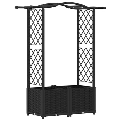 Cama Elevada Con Trellis Y Techo Negro 125 X 40 X 138 Cm Pp_0