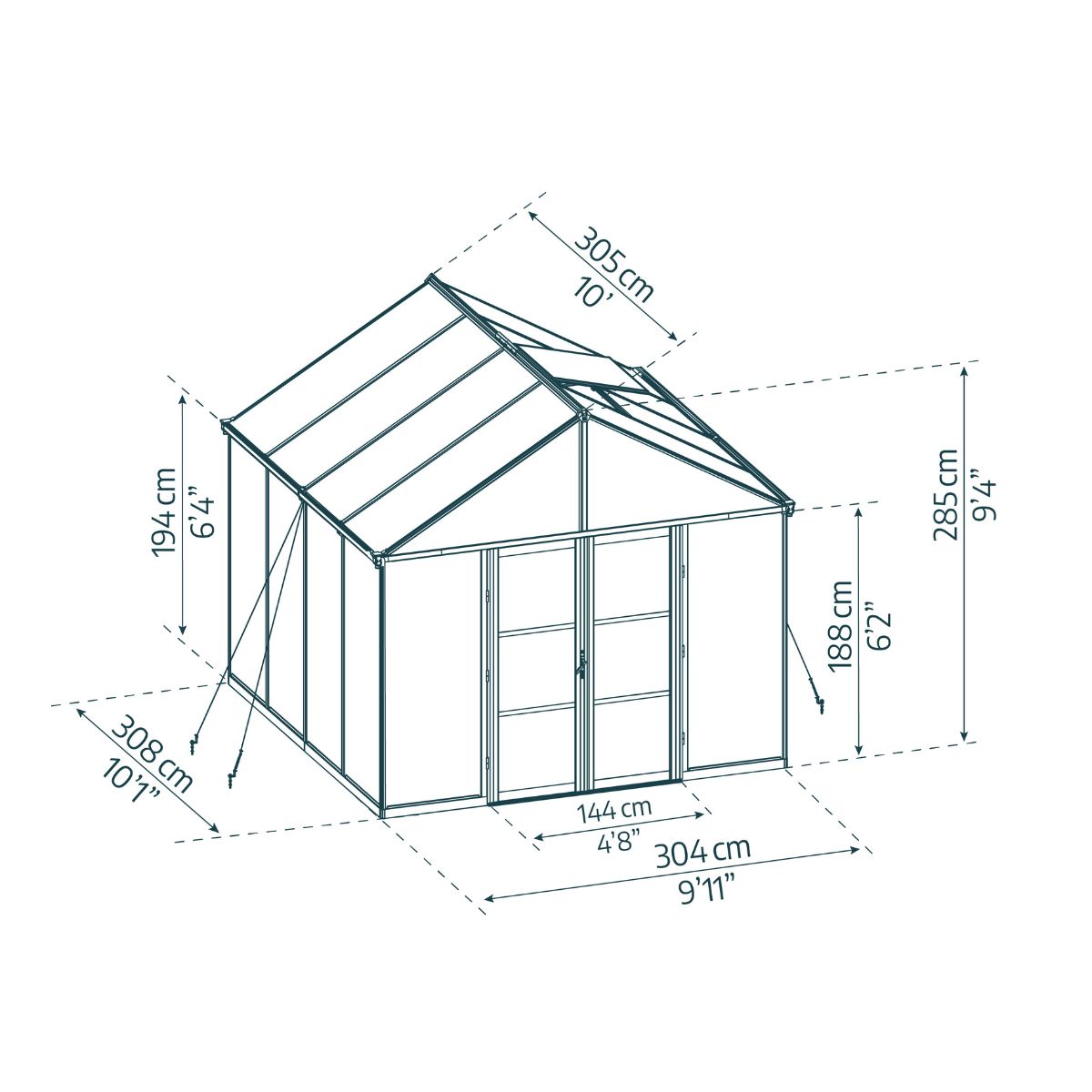Aria Canopy 3 x 3 m - Estufa em policarbonato transparente
