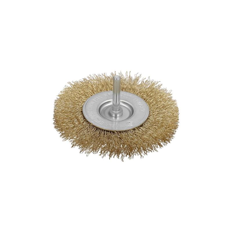 Cepillo Acero Latonado Para Taladro. Disco Ø 50 Mm. Espiga 1/4 Cepillo Taladro Alambre Latón, Cepillo Limpieza, Cepillo Pulir._0