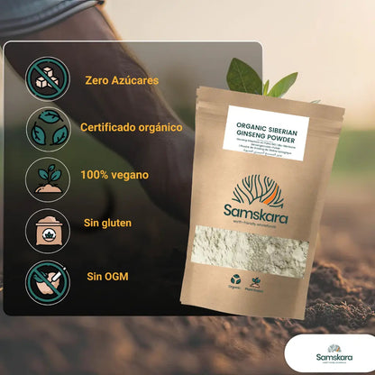Ginseng Siberiano En Polvo Bio - 100g | Superalimento Ecológico Vegano Para Batidos, Smoothies Y Zumos_4