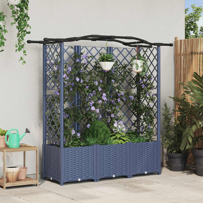 Cama Elevada Con Trellis Y Techo Gris 163 X 40 X 138 Cm Pp_1