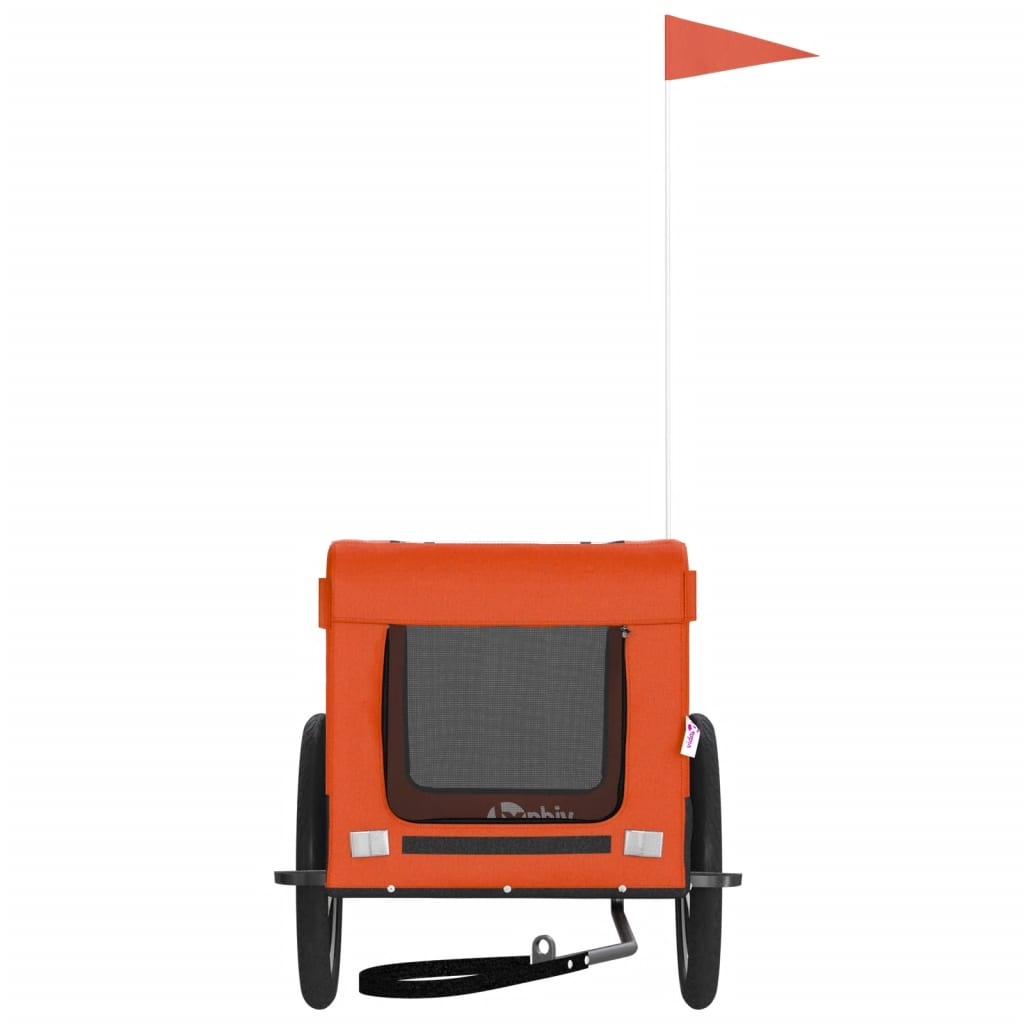 Remolque De Bicicleta Mascotas Hierro Tela Oxford Naranja Negro_4