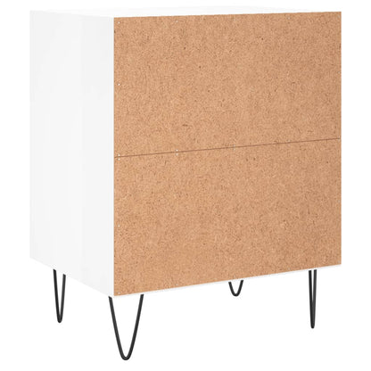 Mesita De Noche Madera De Ingeniería Blanco Brillo 40x30x50 Cm_4
