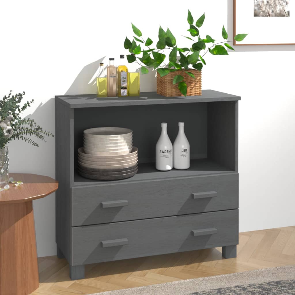 Aparador Hamar Madera Maciza Pino Gris Oscuro 85x35x80 Cm / Vetonek_4