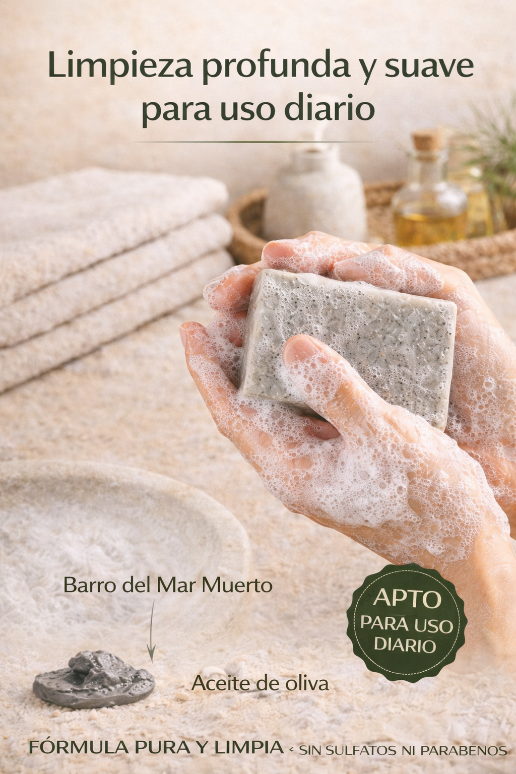 Jabón Sólido Natural de Barros del Mar Muerto 100 g | Limpieza Purificante para Piel Grasa y Mixta | M&On Naturals_3