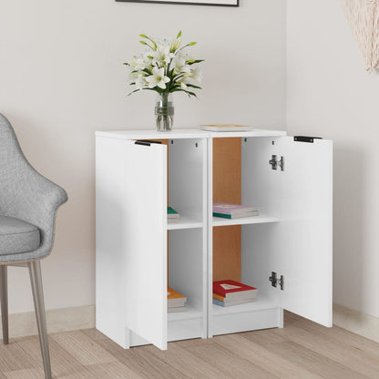 Aparadores 2 Uds Madera Contrachapada Blanco Brillo 30x30x70 Cm / Vetonek_5