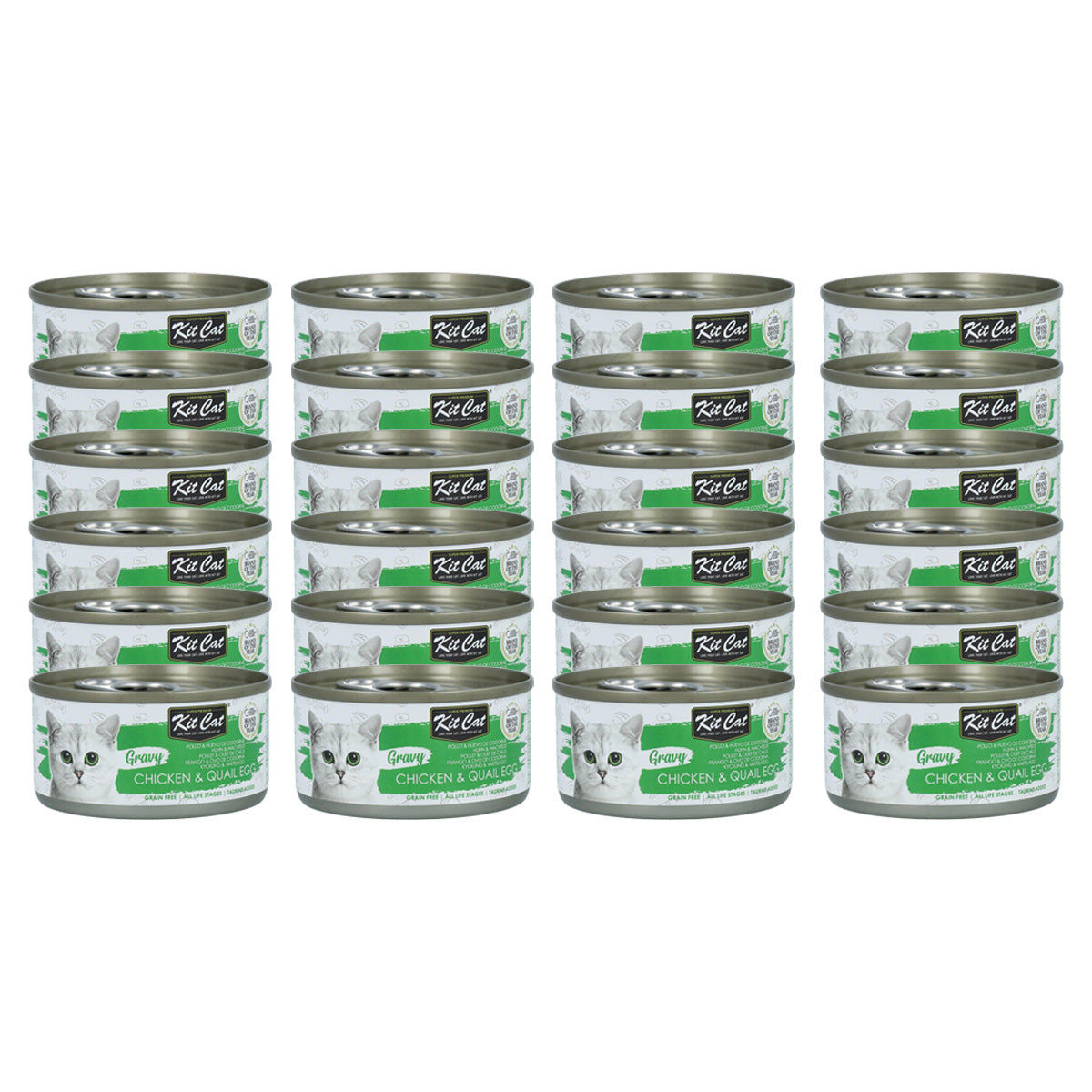 Pack 24x Kit Cat Lata Gravy - Pollo & Huevo Codorniz 70 g Comida húmeda para gatos en salsa