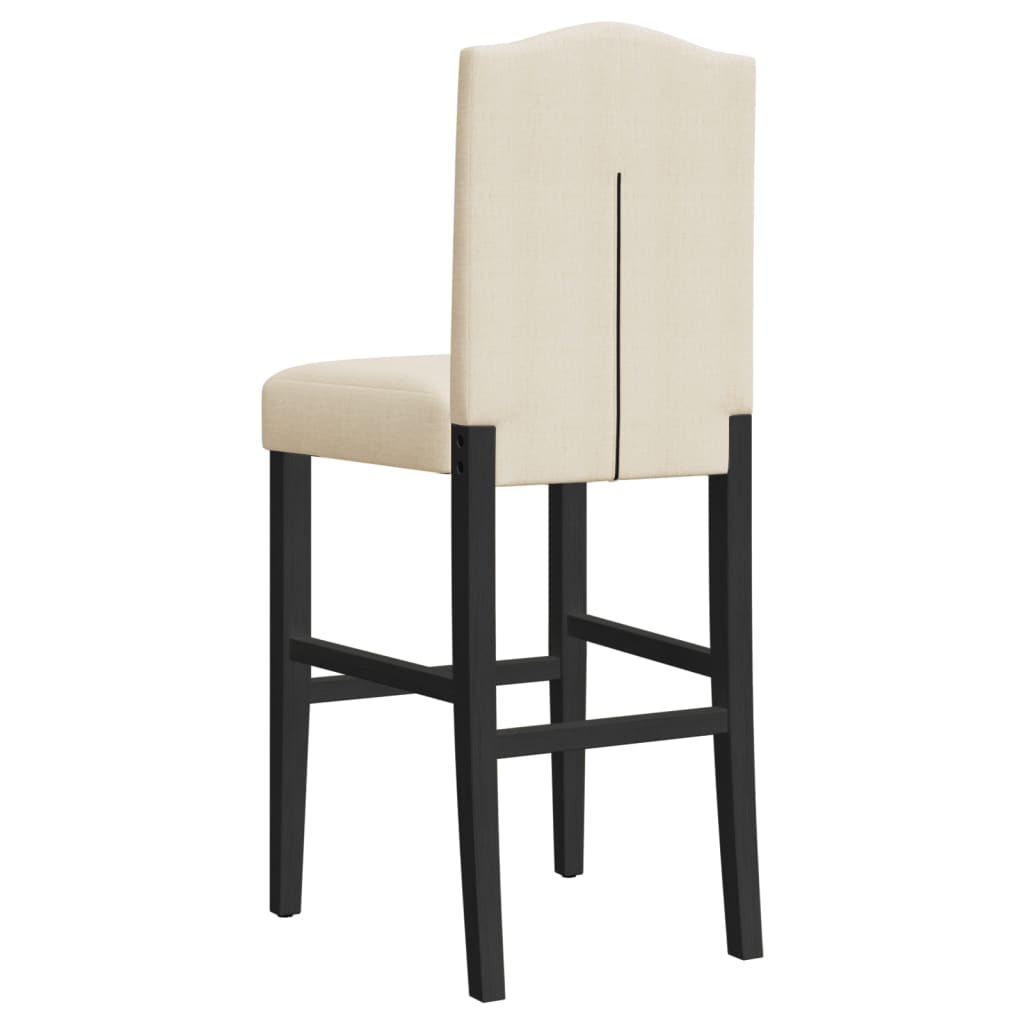 Taburetes Altos 2 Uds Madera Maciza De Caucho Y Tela_5