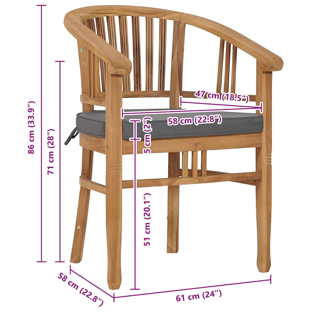 Vidaxl Sillas De Jardín Con Cojines 2 Unidades Madera Maciza De Teca_2