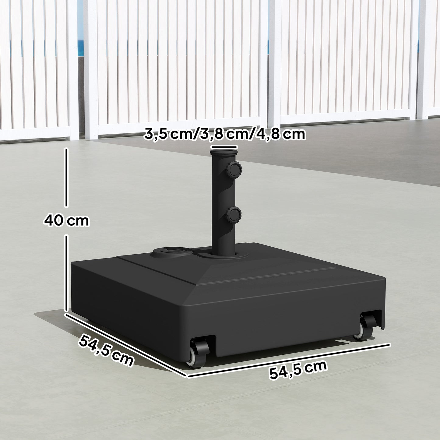 Outsunny Base Para Sombrilla De Hdpe Cuadrada Con Ruedas Rellenable Arena 61 Kg_2