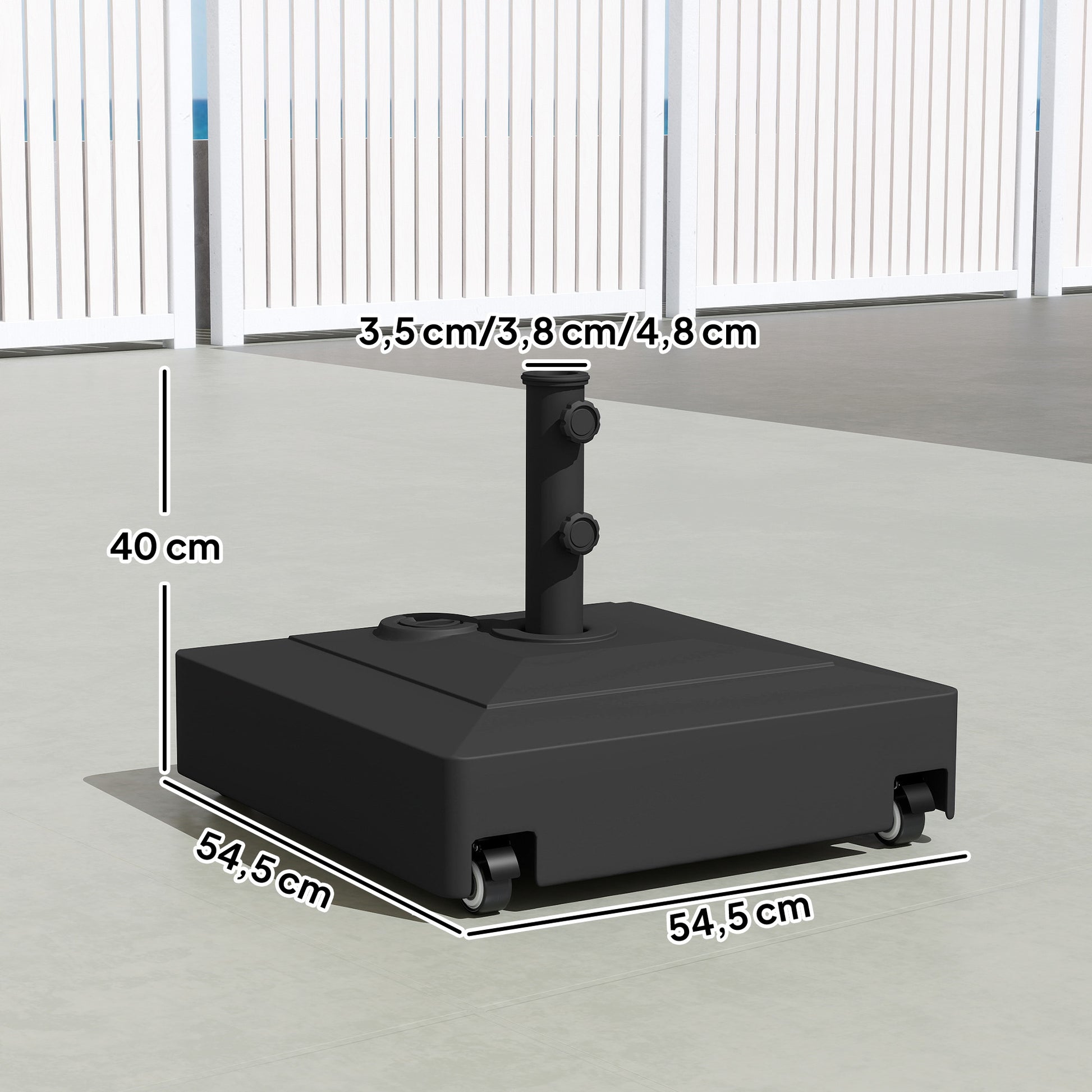 Outsunny Base Para Sombrilla De Hdpe Cuadrada Con Ruedas Rellenable Arena 61 Kg_2