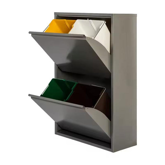 Armário de reciclagem em metal cinzento PAT 4