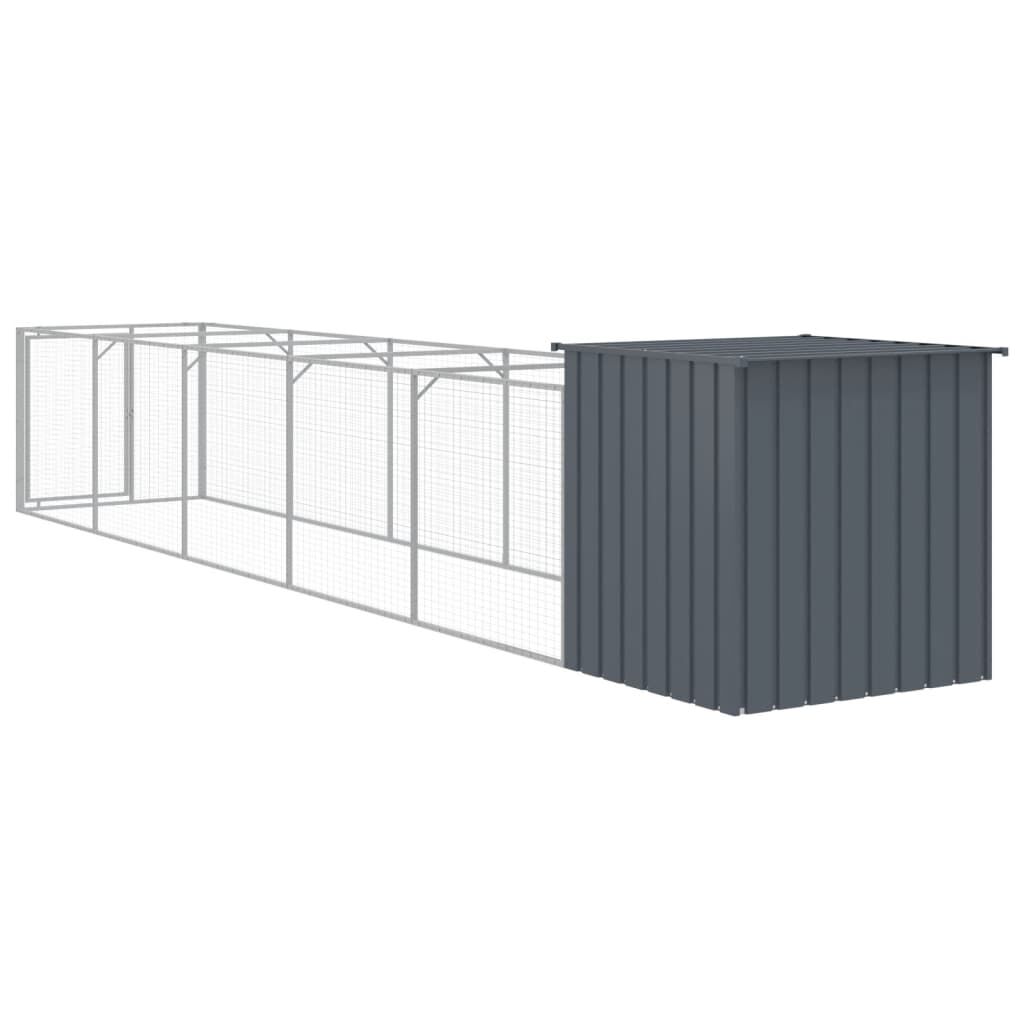 Vidaxl Caseta Perros Con Corral Acero Galvanizado Gris 110x609x110 Cm_4