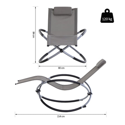 Outsunny Tumbona Mecedora De Jardín Con Reposacabezas 154x80x84cm Gris_2
