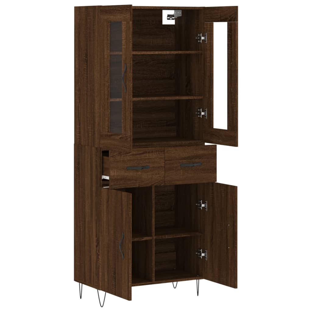 Aparador Alto Madera Contrachapada Marrón Roble 69,5x34x180 Cm_4