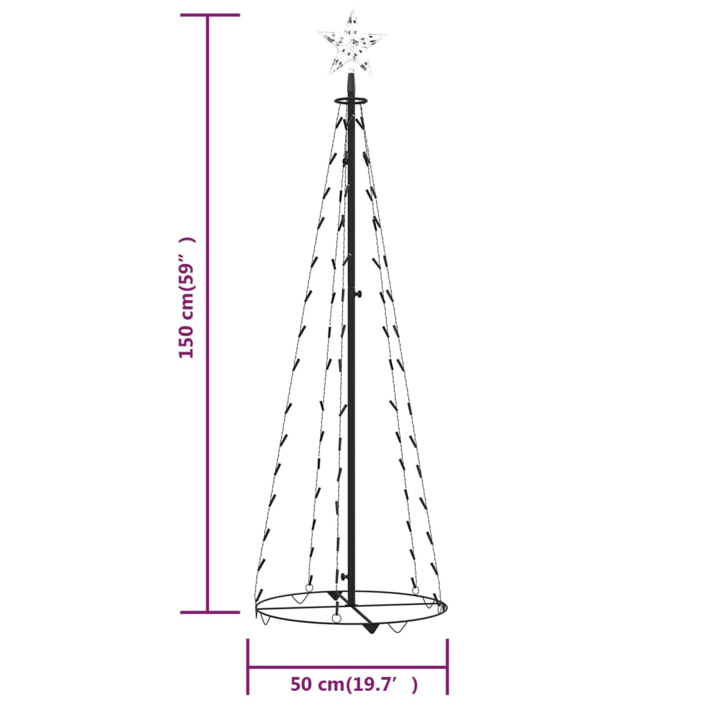 Vidaxl Árbol De Navidad Cónico 84 Led Blanco Frío 50x150 Cm_2