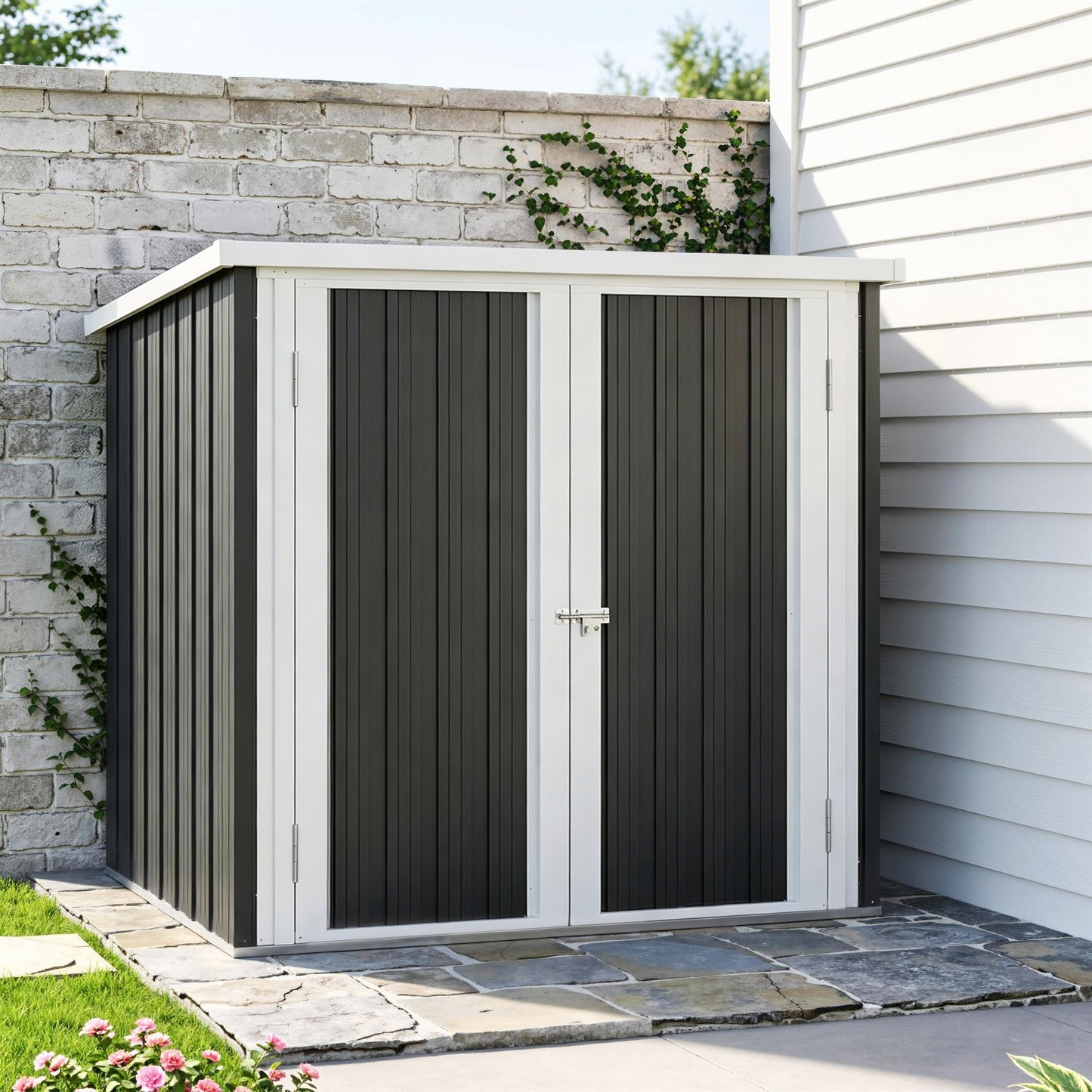 Outsunny Cobertizo De Jardín 1,26 M² 147x86x134 Cm 2 Puertas Y Cerradura Negro_4
