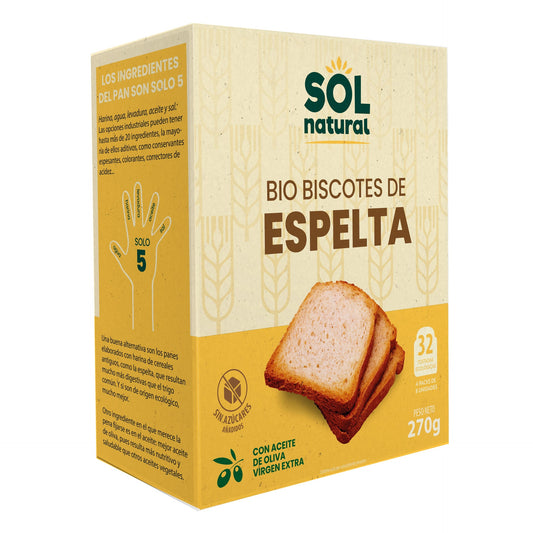 Biscoitos de Espelta Biológicos Sol Natural 270 g