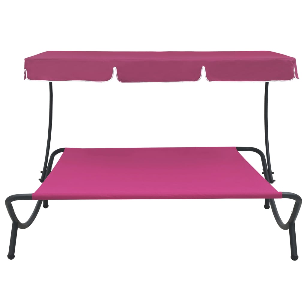 Tumbona Sofá De Jardín Con Toldo Rosa_1