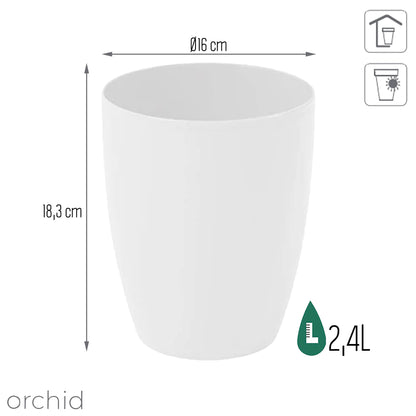 Maceta Coubi Orchid 2,4l., Dimensiones (mm) 160x160x183, Color Blanco