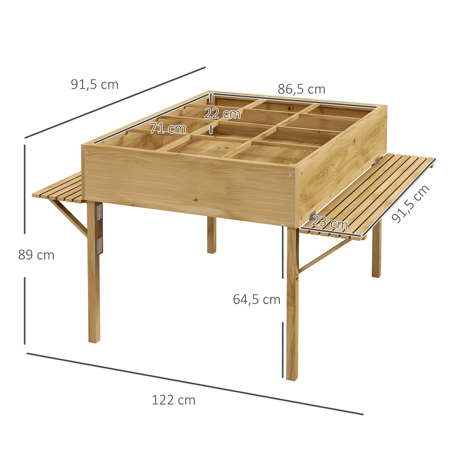 Outsunny Mesa De Cultivo De Madera Con Estantes Plegables 122x91,5x89 Cm Natural_2