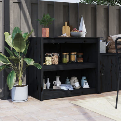 Mueble De Cocina Exterior Madera Maciza Pino Negro 106x55x92 Cm_0