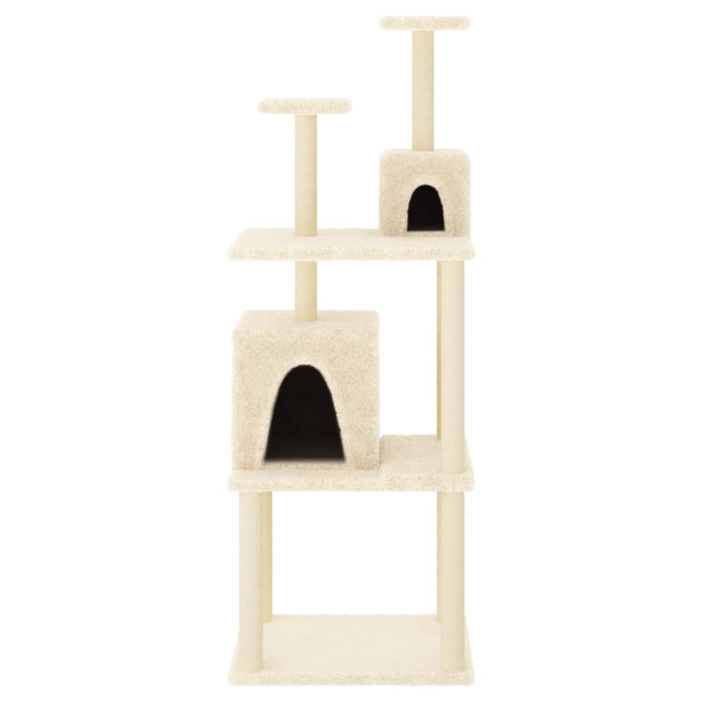 Rascador Para Gatos Con Postes De Sisal Color Crema 167 Cm_2
