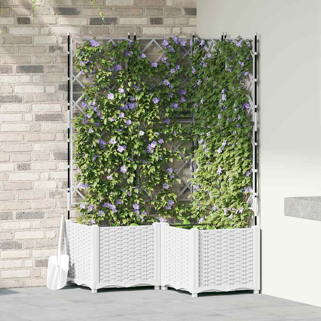 Vidaxl Maceta De Jardín Con Enrejado 3 Pcs Blanco 80 X 80 X 143 Cm Pp_1
