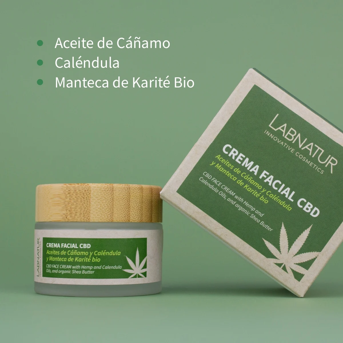 Crema Facial con CBD Labnatur 50 ml | Cáñamo y Caléndula | Hidrata, Calma y Reafirma | Piel Sensible | Vegano_1