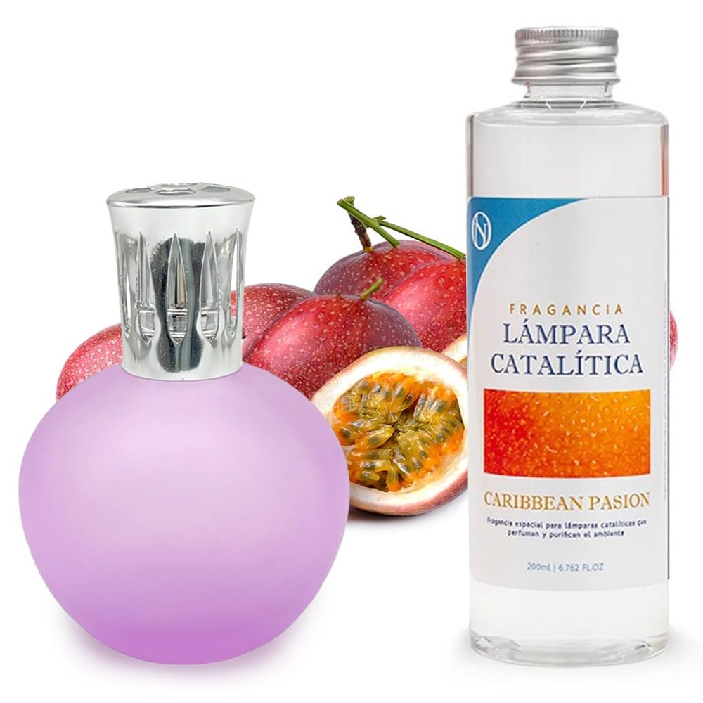 Lámpara Catalítica Fucsia Mate + Fragancia Caribbean Passion 500 Ml - Elimina Malos Olores, Impurezas Y Perfuma_0