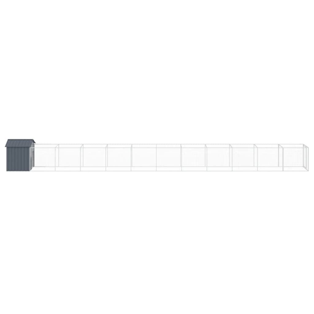 Vidaxl Caseta Perros Con Tejado Acero Galvanizado Gris 117x1221x123 Cm_3