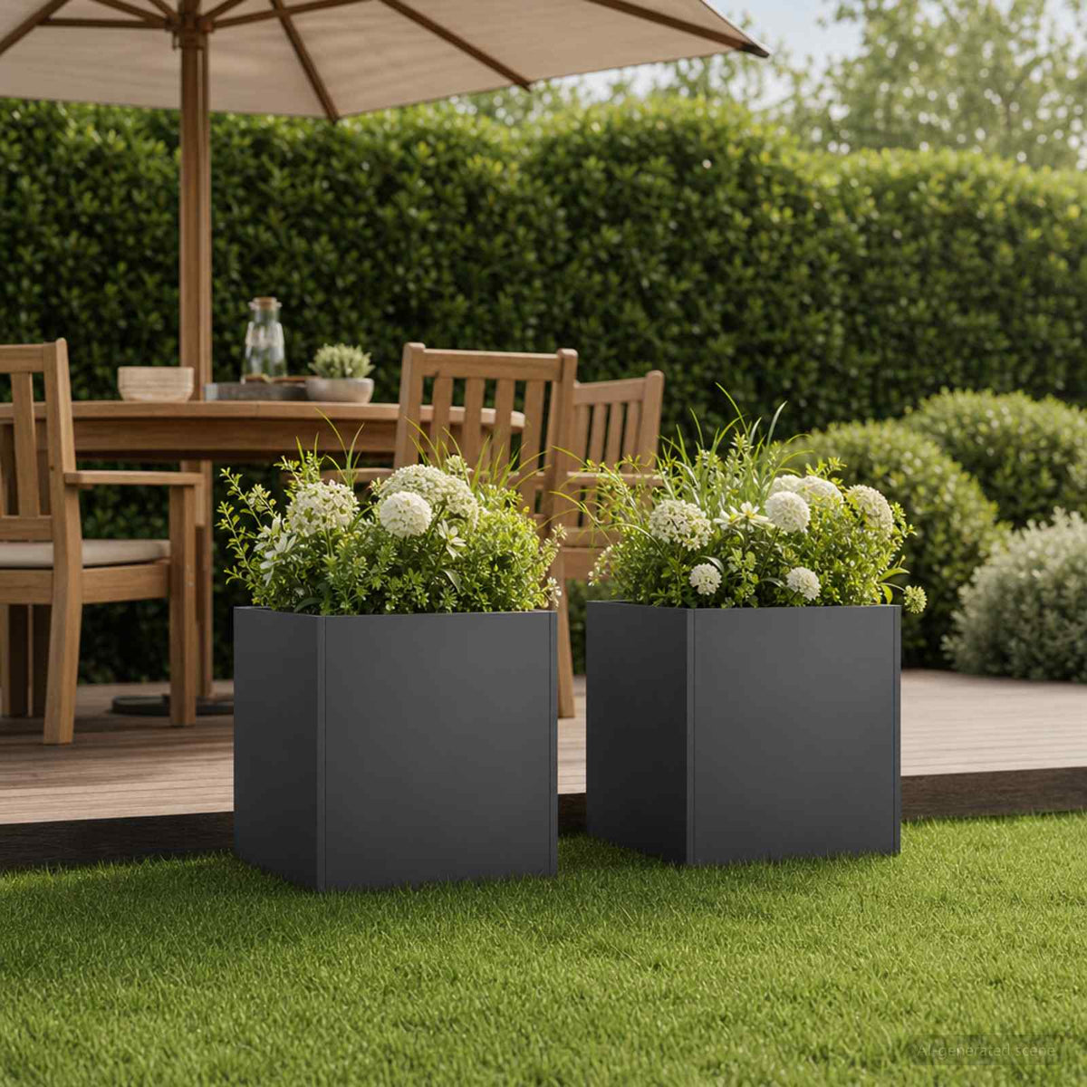 Macetero De Jardín 2 Uds. Negro 45 X 45 X 45 Cm_1