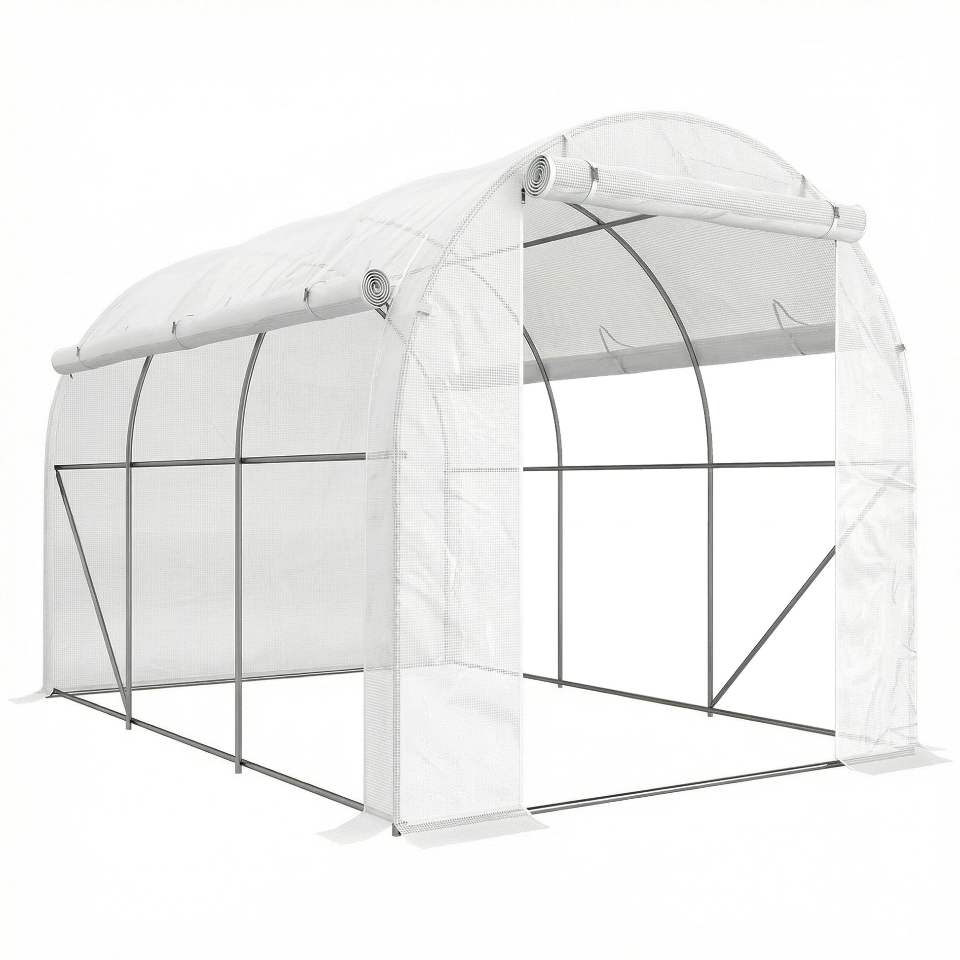 Outsunny Invernadero De Túnel 3x2x2 M Con 3 Puertas Y 6 Ventanas Blanco_0