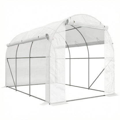 Outsunny Invernadero De Túnel 3x2x2 M Con 3 Puertas Y 6 Ventanas Blanco_0