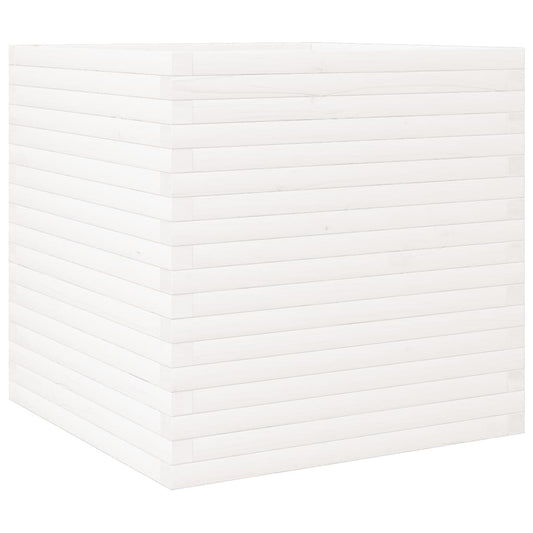 Jardinera De Madera Maciza De Pino Blanca 70x70x68,5 Cm_0