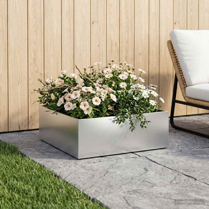 Macetero De Jardín Plateado 40 X 40 X 20 Cm Acero Galvanizado_1
