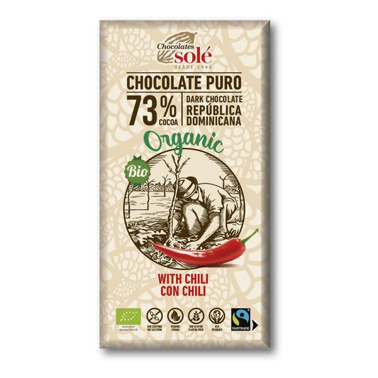 Chocolate Negro Puro 73% com Pimenta Bio Solé 100g