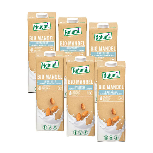 Pack de 6 Bebidas de Amêndoa Biológica Sem Açúcar Natumi 1 L