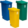 Pacote De Reciclagem 3 Recipientes - Welhome Recick 110l Fechado Cu/u Lixo: Azul (papel E Papelão) - Verde (vidro) - Amarelo (plásticos)