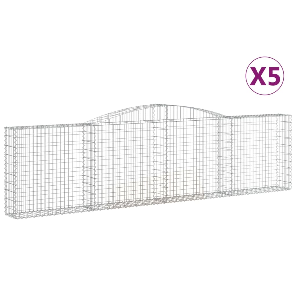Cestas De Gaviones 5 Uds Forma De Arco Hierro 400x30x100/120 Cm_0