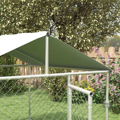 Pawhut Perrera De Acero Con Toldo Impermeable Y Anti-uv 200x200x150 Cm Plata_3