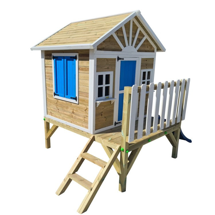 Casita Infantil De Madera Por Paneles Masgames Visby Elevada 60 Cm Verde._1